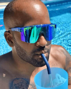 Pit Viper The Originals Leonardo / Polarized Blue Green Mirror - Lunettes De Soleil -Cyclisme Vêtements Boutique Pit Viper The Originals Leonardo Sonnenbrille PV GLA 0001 2734 4